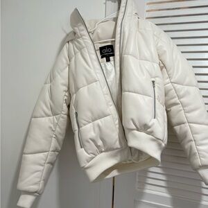 ALO Faux leather boss puffer ivory NWOT